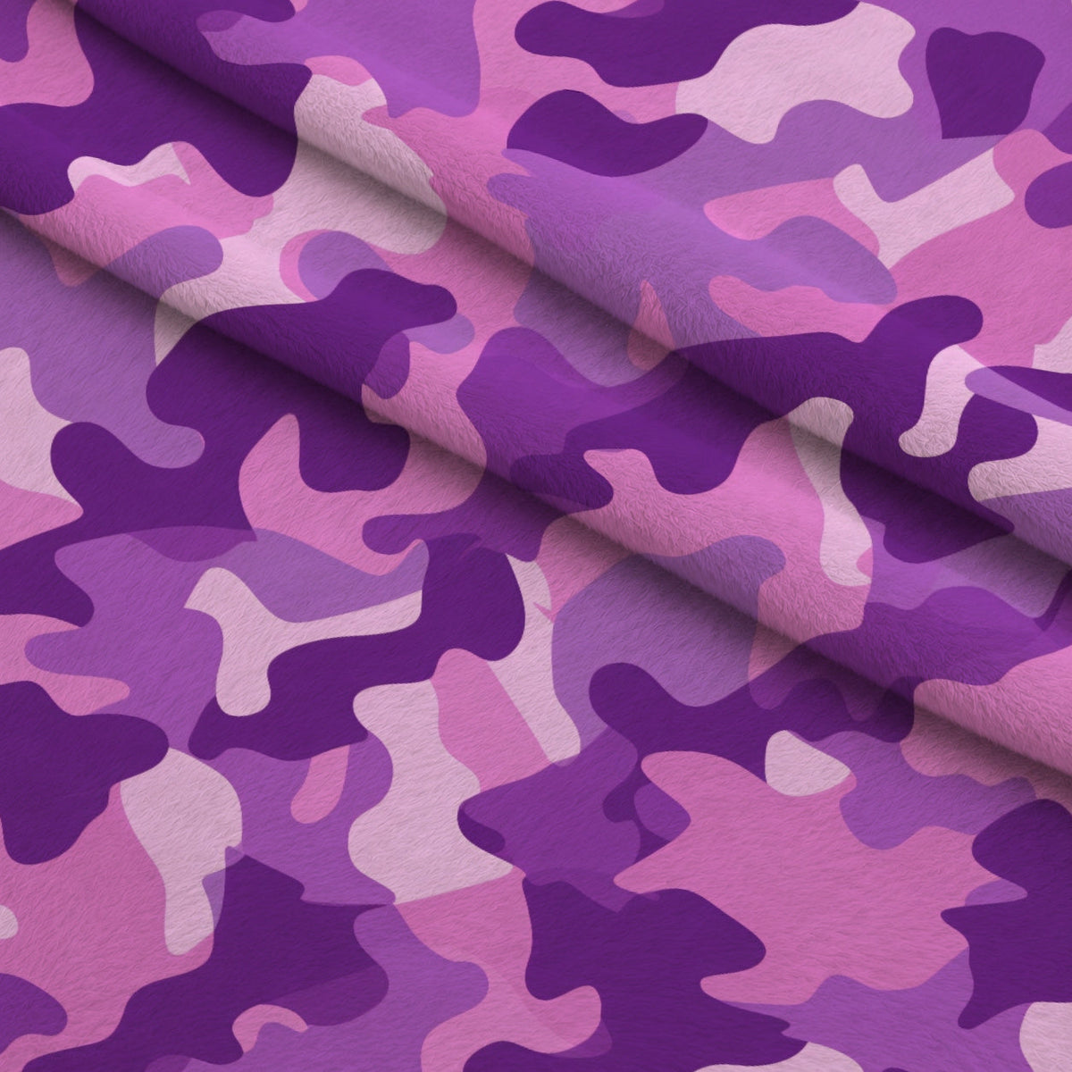 Purple Camouflage Pattern Fleece Fabric — fleece fabric folded close-up preview (mv-fleece-v1:lying)