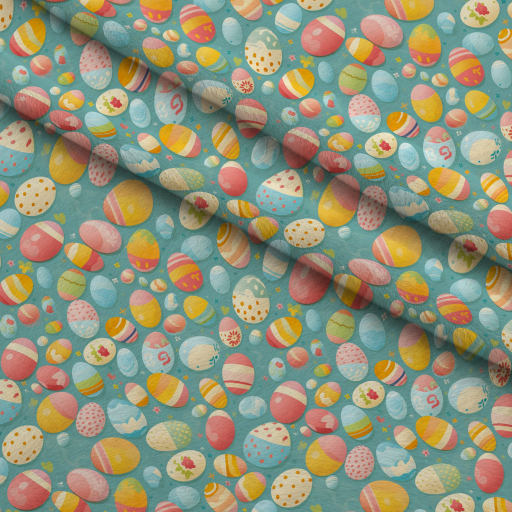Pysanky Garden Pattern 10 Fleece Fabric — fleece fabric folded close-up preview (mv-fleece-v1:lying)