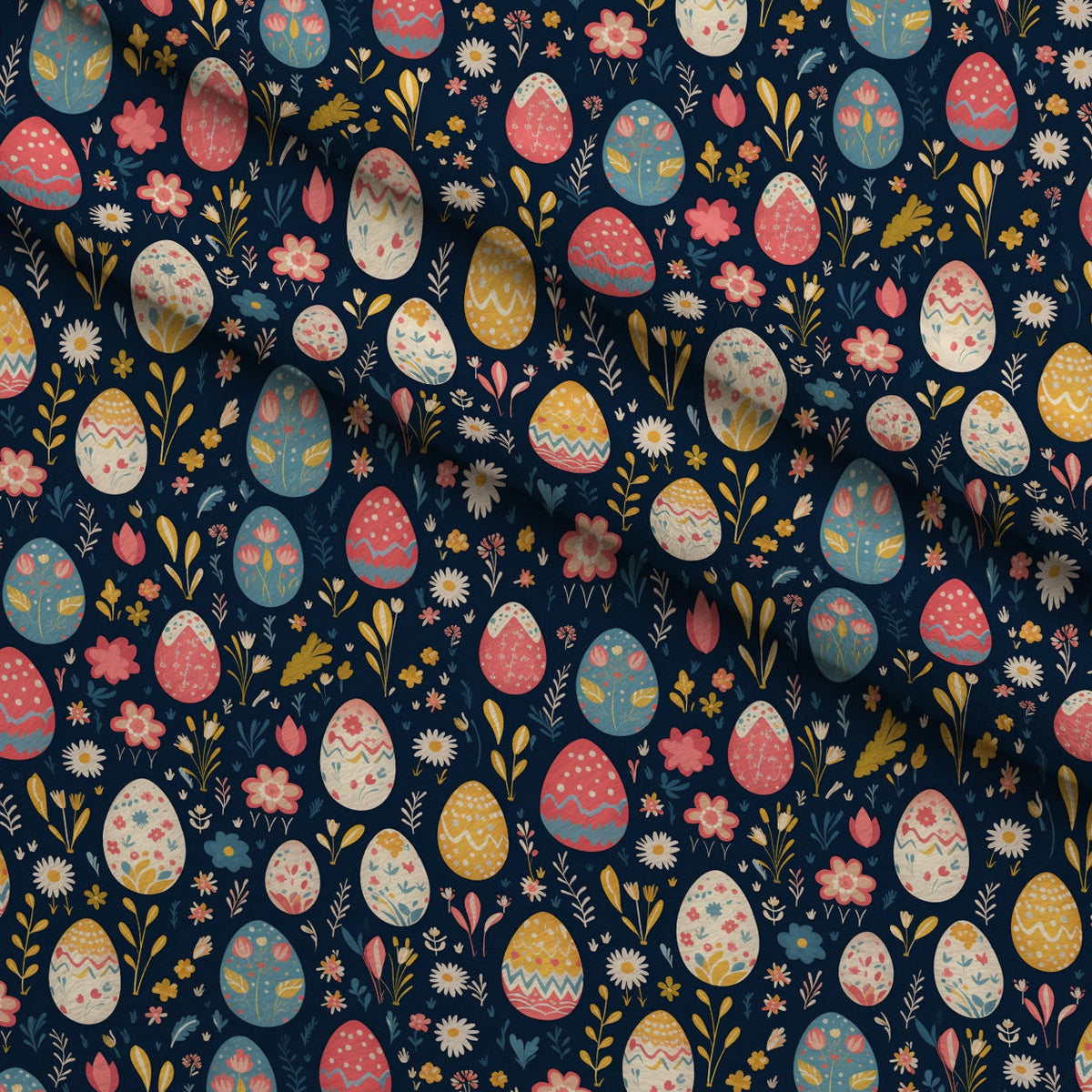 Pysanky Garden Pattern 17 Fleece Fabric — fleece fabric folded close-up preview (mv-fleece-v1:lying)