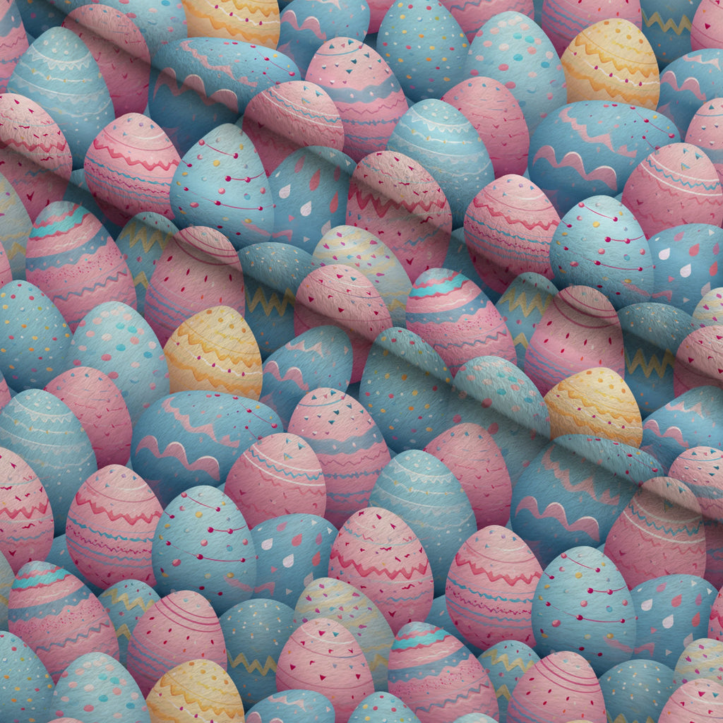 Pysanky Garden Pattern 20 Fleece Fabric — fleece fabric folded close-up preview (mv-fleece-v1:lying)
