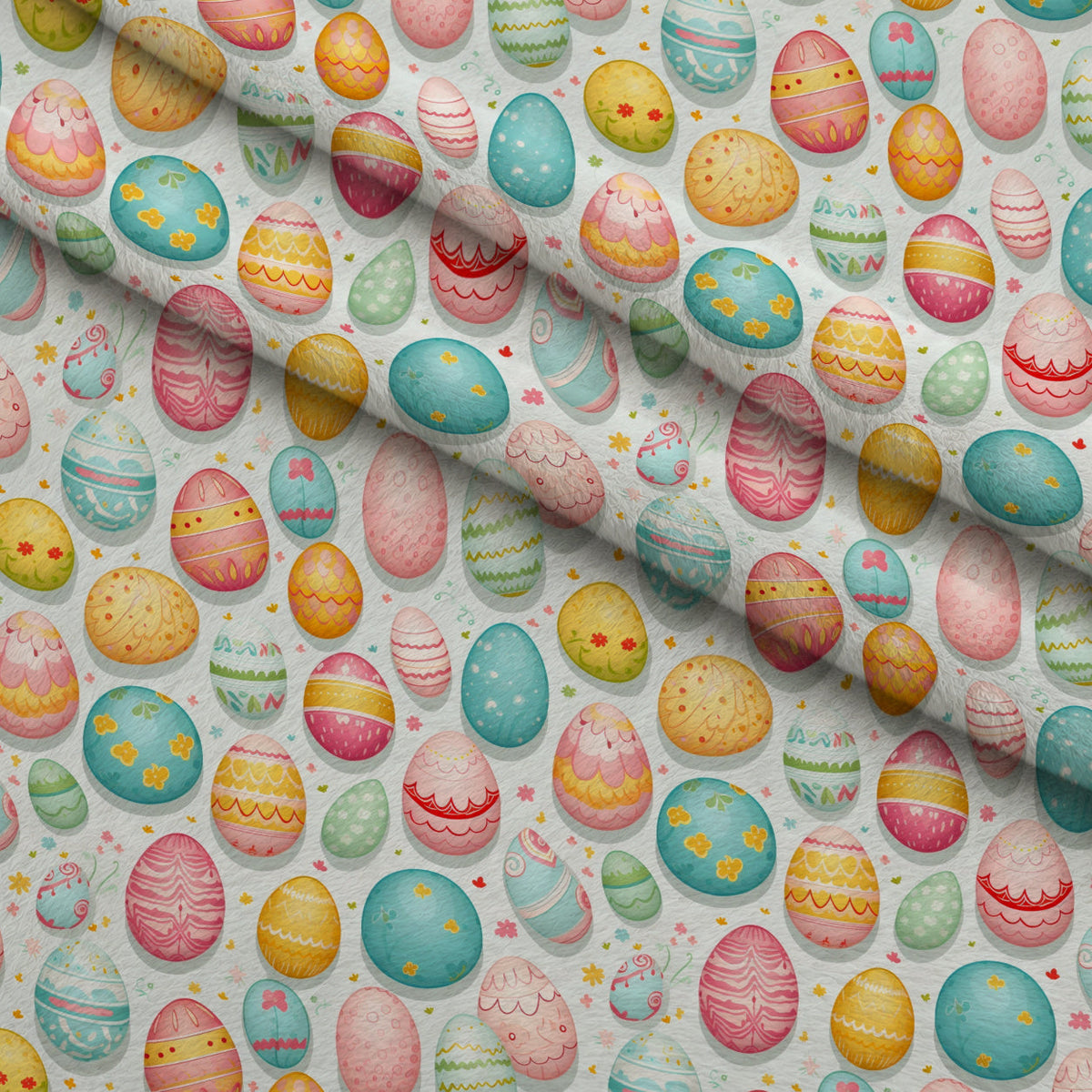 Pysanky Garden Pattern 23 Fleece Fabric — fleece fabric folded close-up preview (mv-fleece-v1:lying)