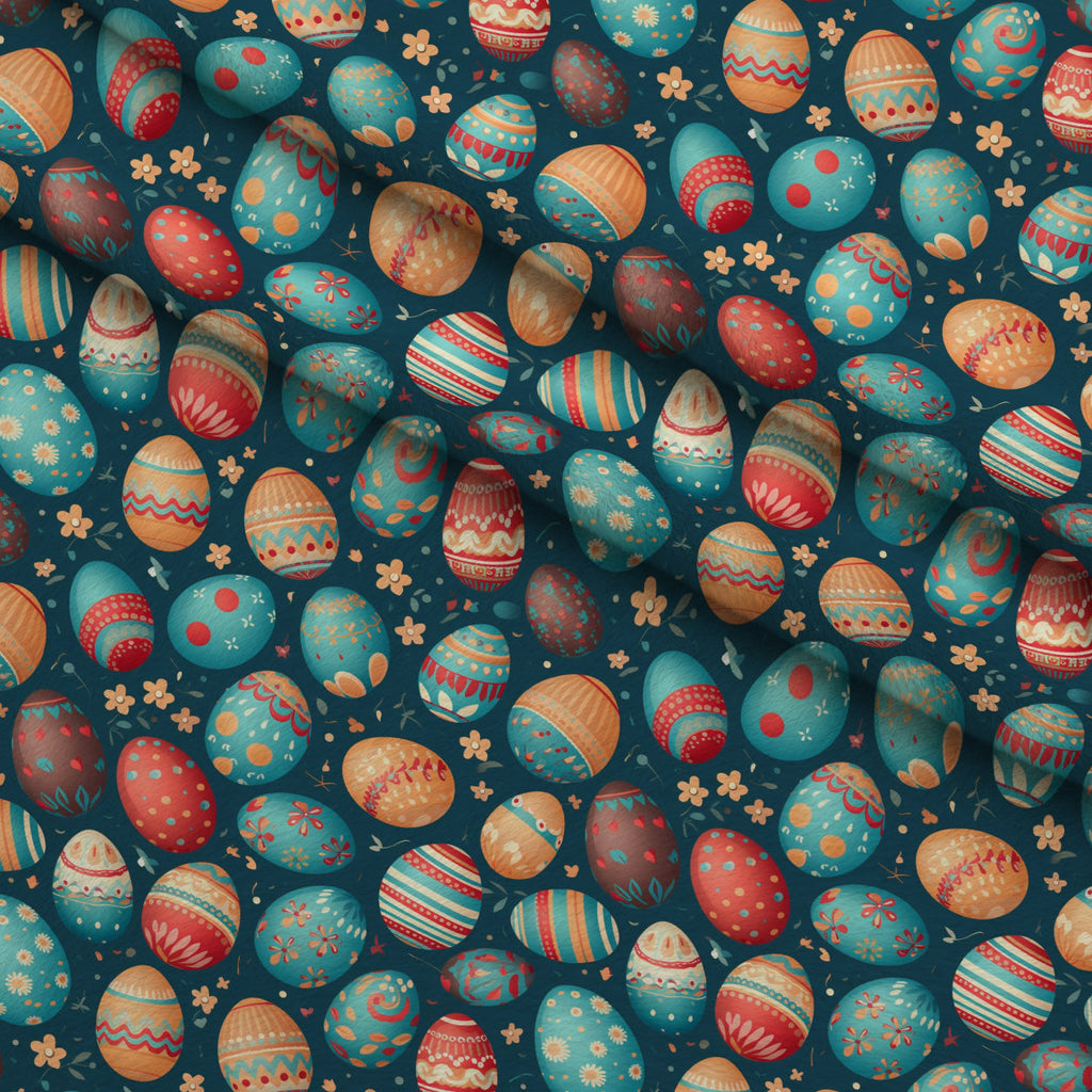 Pysanky Garden Pattern 24 Fleece Fabric — fleece fabric folded close-up preview (mv-fleece-v1:lying)