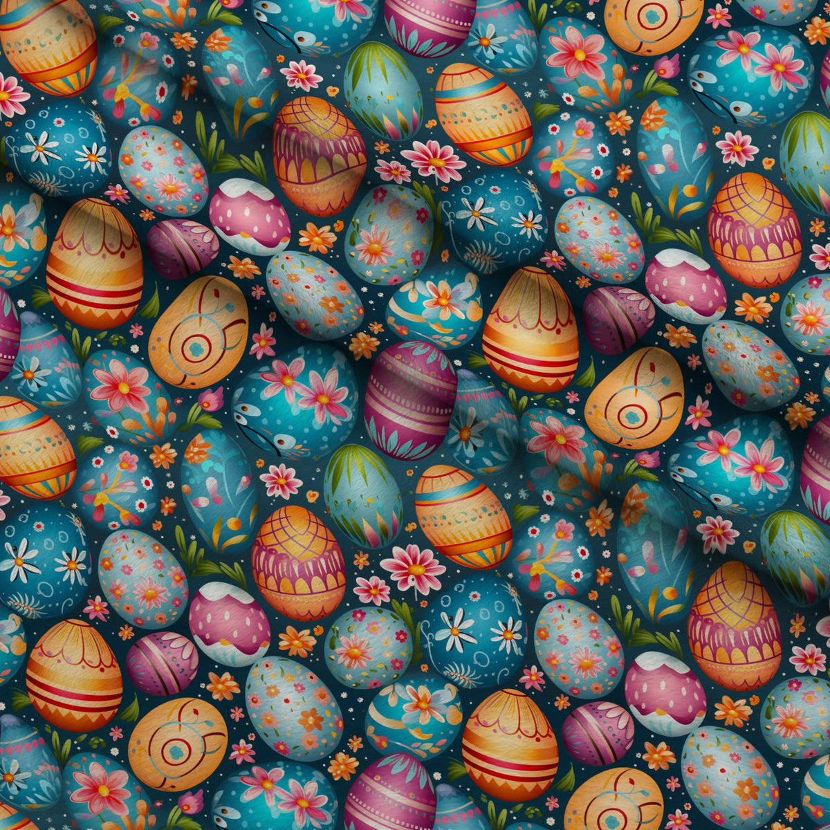 Pysanky Garden Pattern 3 Fleece Fabric — fleece fabric folded close-up preview (mv-fleece-v1:lying)