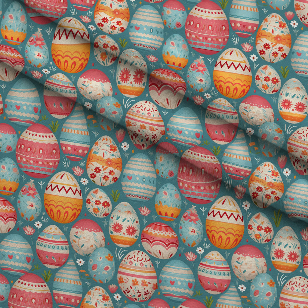Pysanky Garden Pattern 4 Fleece Fabric — fleece fabric folded close-up preview (mv-fleece-v1:lying)
