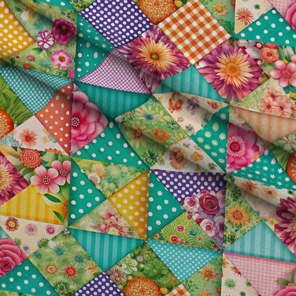 Quilted Daisies Pattern 1 Fleece Fabric — fleece fabric folded close-up preview (mv-fleece-v1:lying)