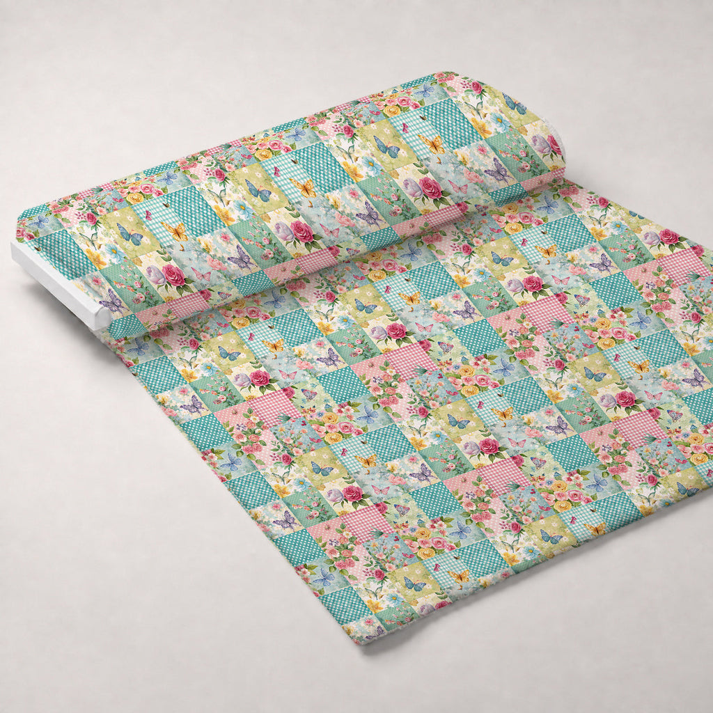 Quilted Daisies Pattern 10 Fleece Fabric — fleece fabric unrolled bolt preview (mv-fleece-v1:bolt)