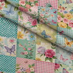 Quilted Daisies Pattern 10 Fleece Fabric — fleece fabric folded close-up preview (mv-fleece-v1:lying)