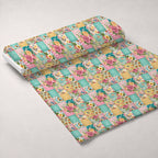 Quilted Daisies Pattern 11 Fleece Fabric — fleece fabric unrolled bolt preview (mv-fleece-v1:bolt)