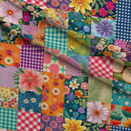 Quilted Daisies Pattern 15 Fleece Fabric — fleece fabric folded close-up preview (mv-fleece-v1:lying)