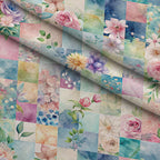 Quilted Daisies Pattern 23 Fleece Fabric — fleece fabric folded close-up preview (mv-fleece-v1:lying)