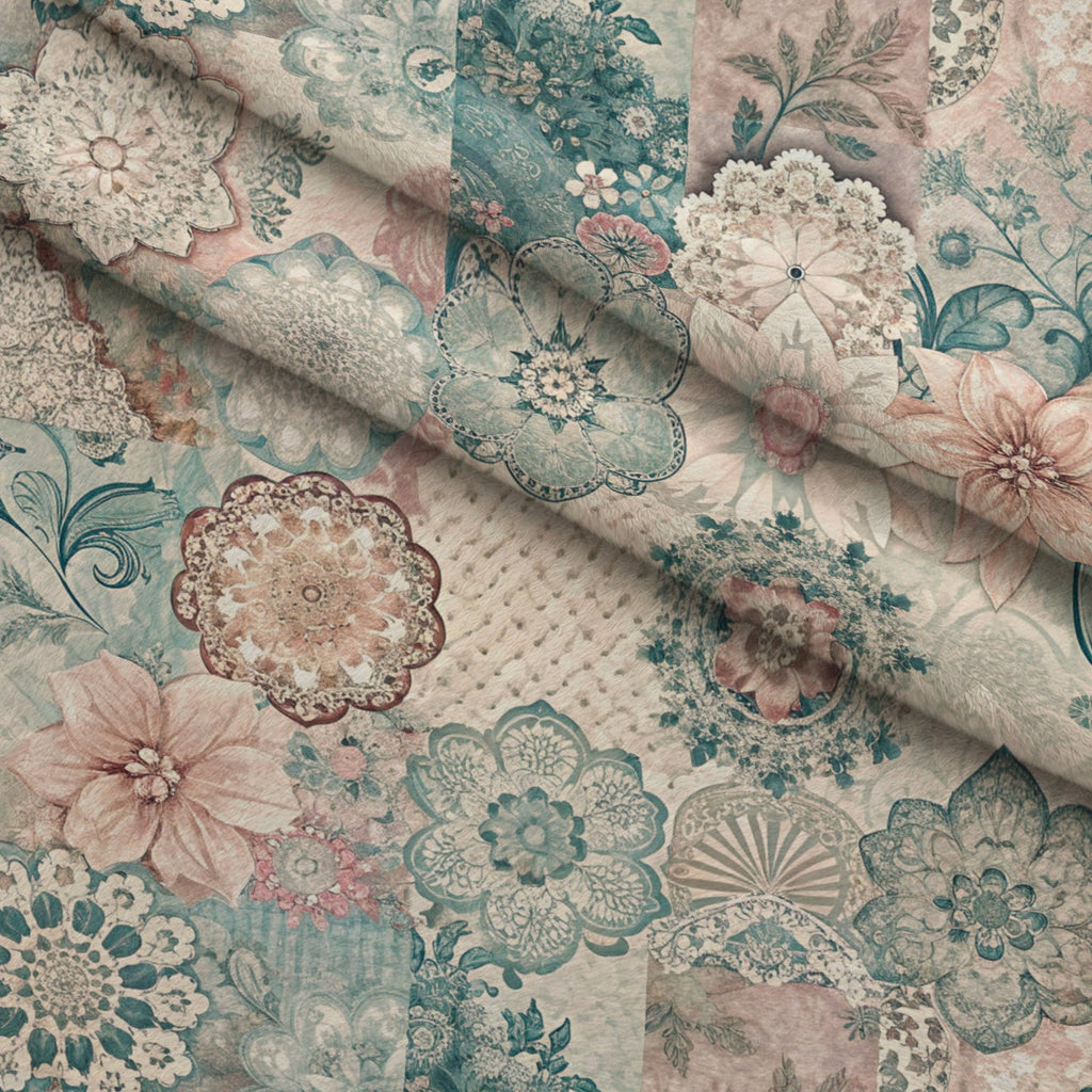 Quilted Daisies Pattern 25 Fleece Fabric — fleece fabric folded close-up preview (mv-fleece-v1:lying)