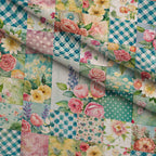 Quilted Daisies Pattern 27 Fleece Fabric — fleece fabric folded close-up preview (mv-fleece-v1:lying)