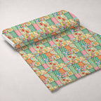 Quilted Daisies Pattern 28 Fleece Fabric — fleece fabric unrolled bolt preview (mv-fleece-v1:bolt)