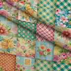 Quilted Daisies Pattern 28 Fleece Fabric — fleece fabric folded close-up preview (mv-fleece-v1:lying)