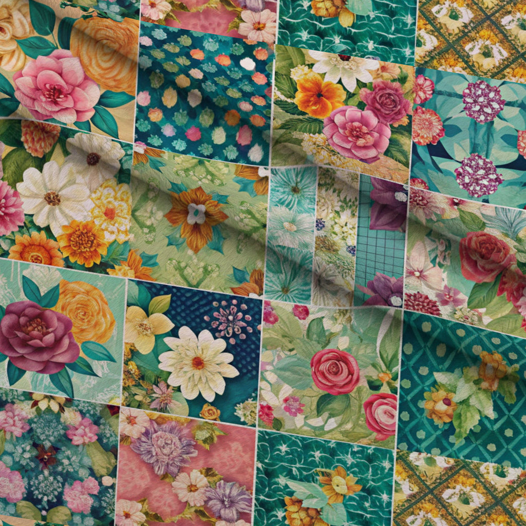 Quilted Daisies Pattern 4 Fleece Fabric — fleece fabric folded close-up preview (mv-fleece-v1:lying)