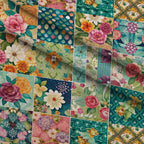 Quilted Daisies Pattern 4 Fleece Fabric — fleece fabric folded close-up preview (mv-fleece-v1:lying)