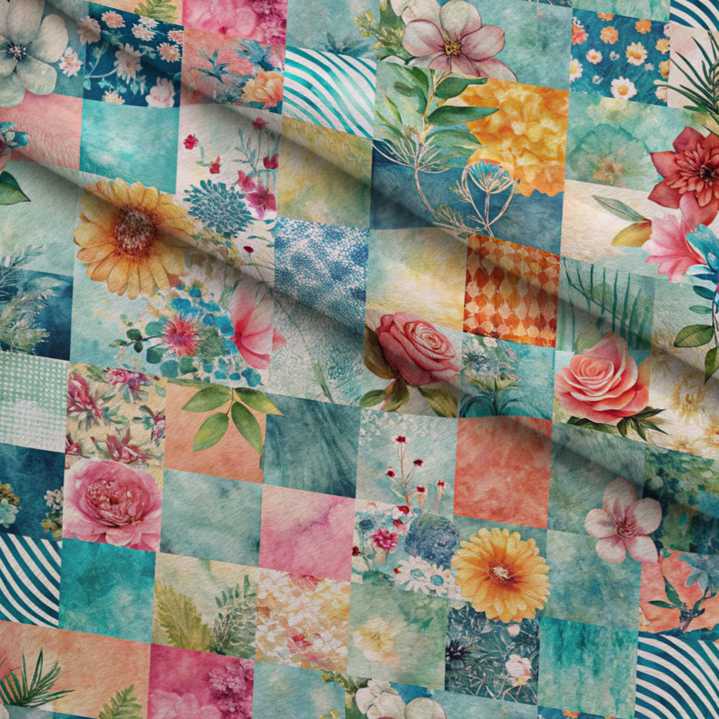 Quilted Daisies Pattern 6 Fleece Fabric — fleece fabric folded close-up preview (mv-fleece-v1:lying)