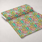 Quilted Daisies Pattern 8 Fleece Fabric — fleece fabric unrolled bolt preview (mv-fleece-v1:bolt)