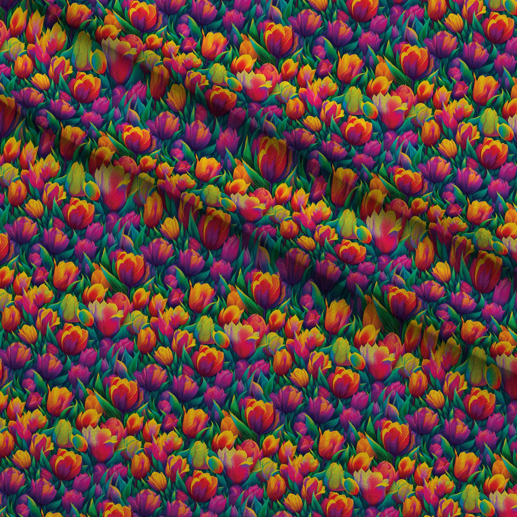 Rainbow Blooms Pattern 10 Fleece Fabric — fleece fabric folded close-up preview (mv-fleece-v1:lying)