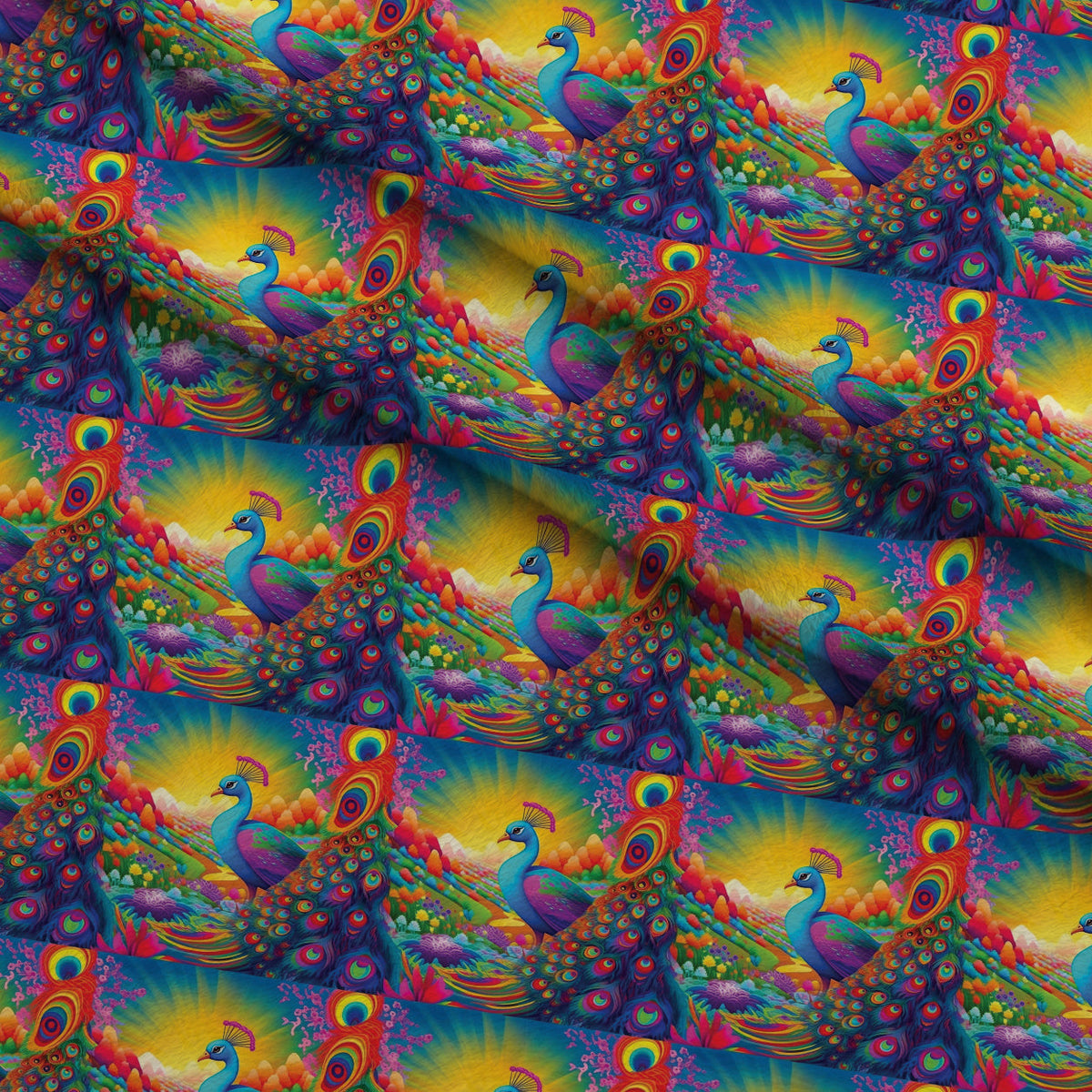 Rainbow Blooms Pattern 3 Fleece Fabric — fleece fabric folded close-up preview (mv-fleece-v1:lying)