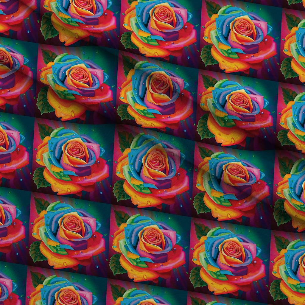 Rainbow Blooms Pattern 6 Fleece Fabric — fleece fabric folded close-up preview (mv-fleece-v1:lying)