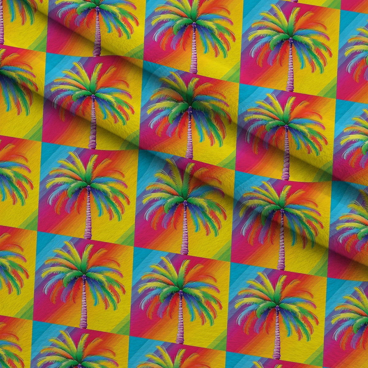 Rainbow Blooms Pattern 8 Fleece Fabric — fleece fabric folded close-up preview (mv-fleece-v1:lying)