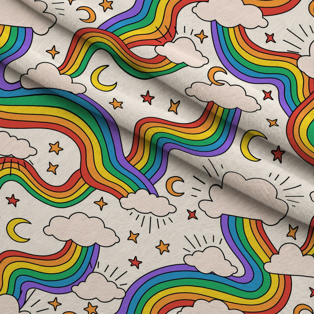 Rainbow Daydream Pattern 1 Fleece Fabric — fleece fabric folded close-up preview (mv-fleece-v1:lying)