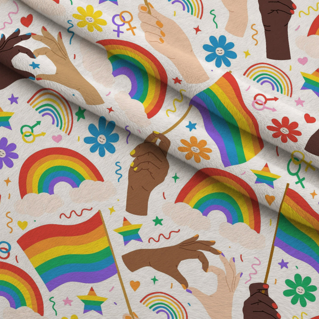 Rainbow Daydream Pattern 2 Fleece Fabric — fleece fabric folded close-up preview (mv-fleece-v1:lying)