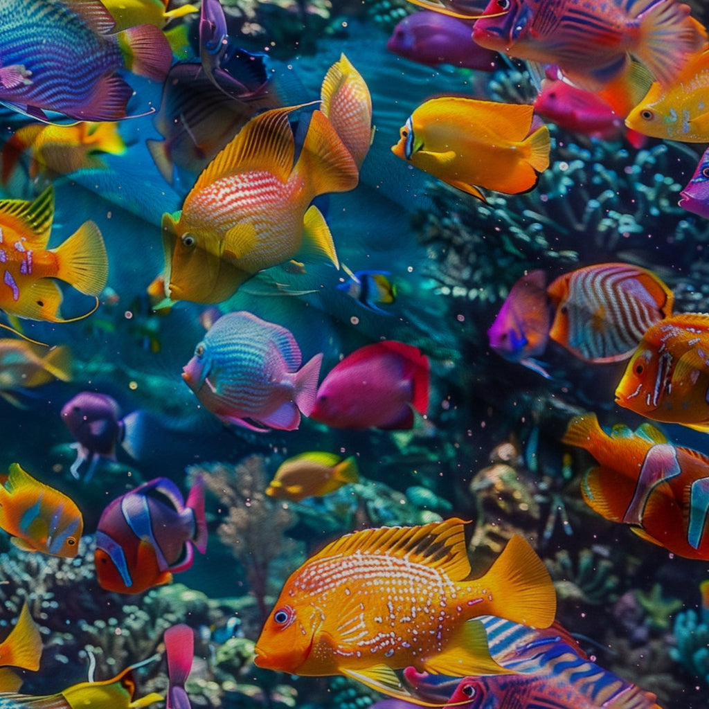 Rainbow Reef Pattern 5 Fleece Fabric — fleece fabric folded close-up preview (mv-fleece-v1:lying)