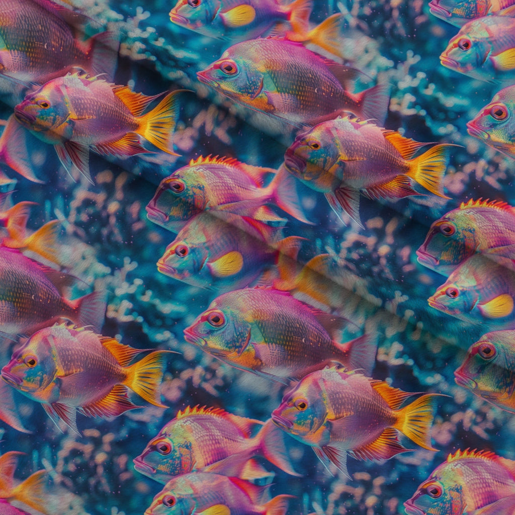 Rainbow Reef Pattern 9 Fleece Fabric — fleece fabric folded close-up preview (mv-fleece-v1:lying)