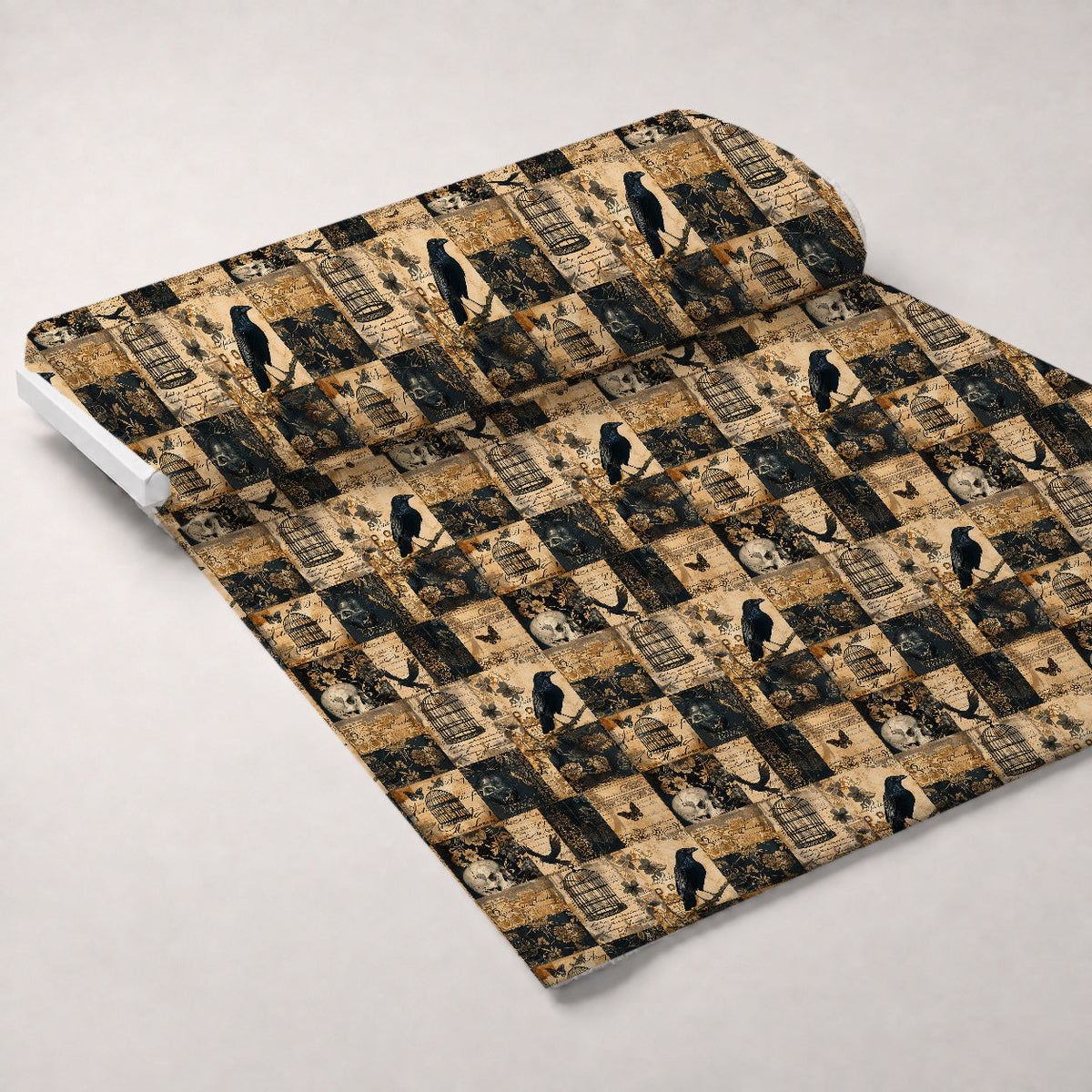 Raven's Curiosities Pattern 1 Fleece Fabric — fleece fabric unrolled bolt preview (mv-fleece-v1:bolt)