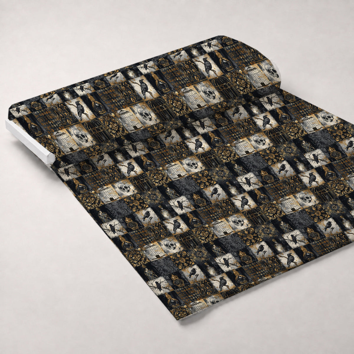 Raven's Curiosities Pattern 5 Fleece Fabric — fleece fabric unrolled bolt preview (mv-fleece-v1:bolt)