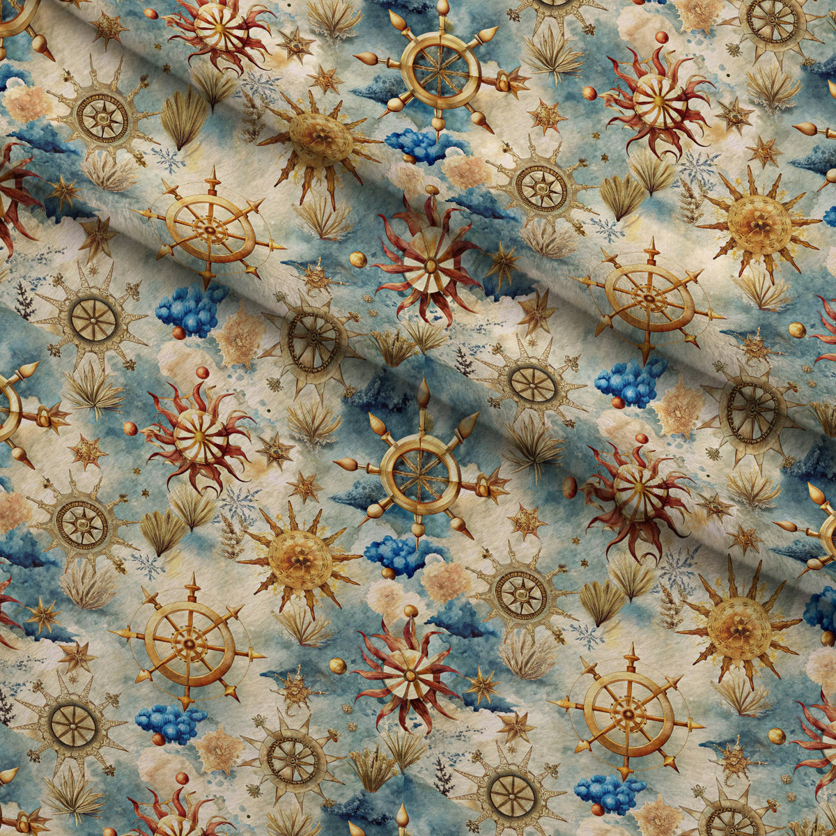 Reef Reverie Pattern 10 Fleece Fabric — fleece fabric folded close-up preview (mv-fleece-v1:lying)