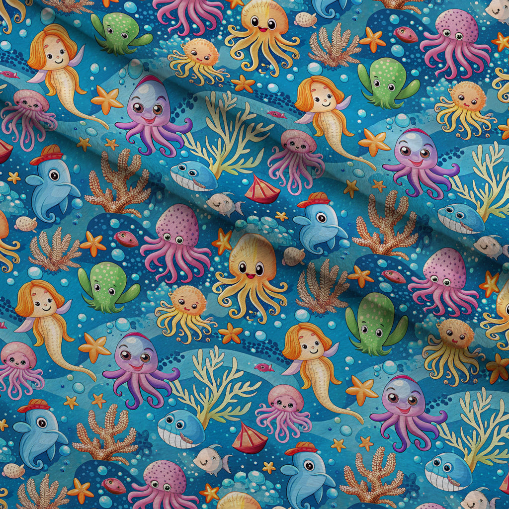 Reef Reverie Pattern 12 Fleece Fabric — fleece fabric folded close-up preview (mv-fleece-v1:lying)