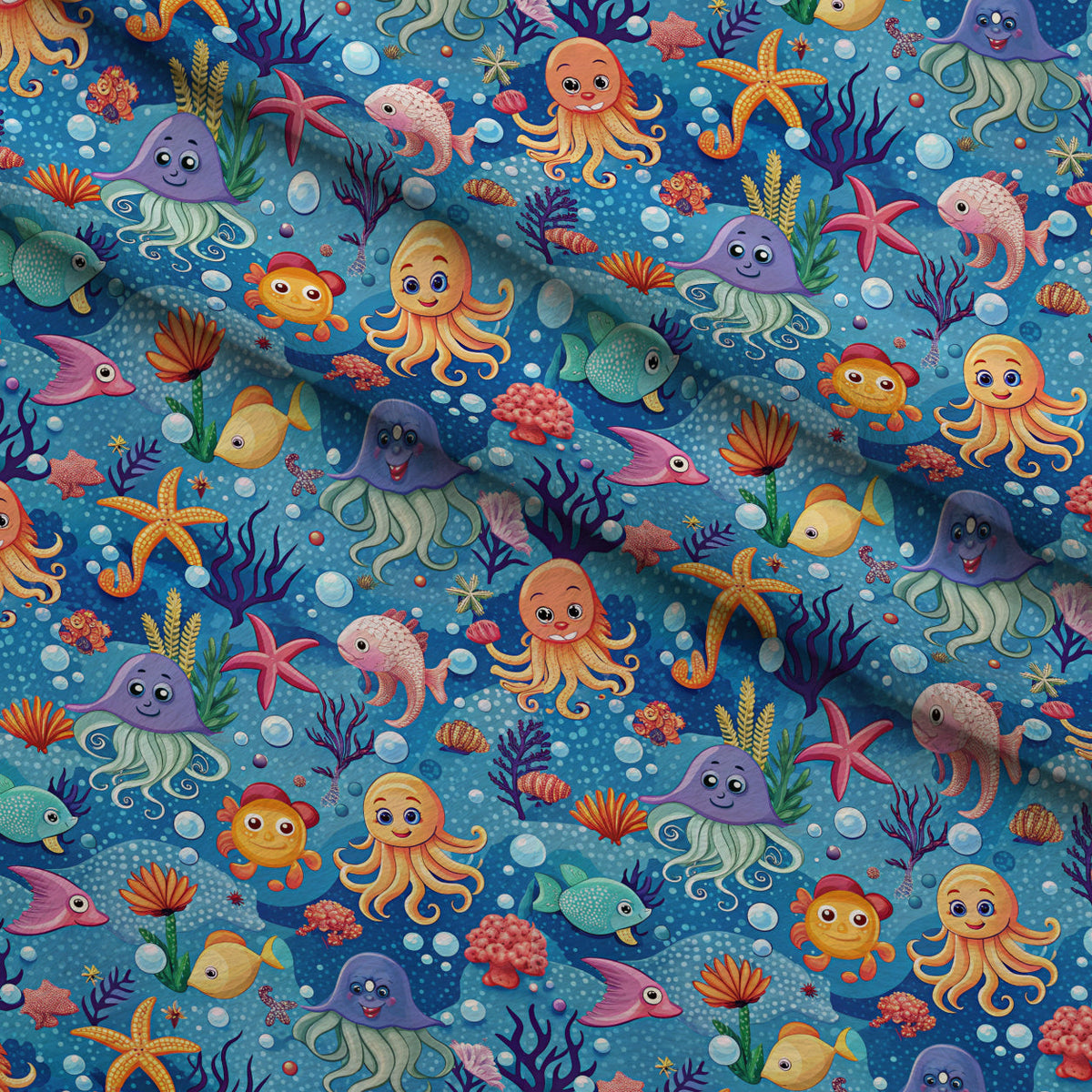 Reef Reverie Pattern 13 Fleece Fabric — fleece fabric folded close-up preview (mv-fleece-v1:lying)