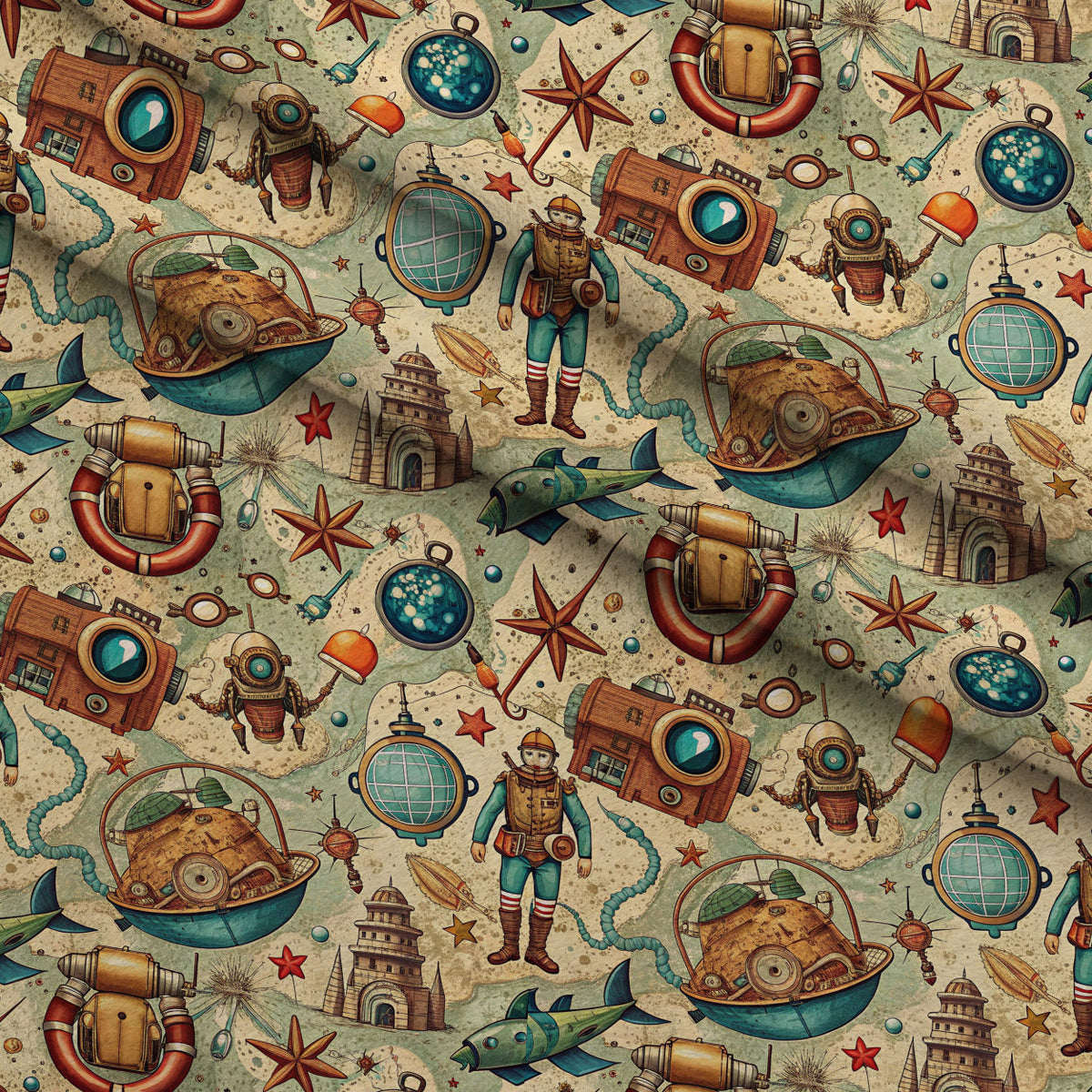 Reef Reverie Pattern 15 Fleece Fabric — fleece fabric folded close-up preview (mv-fleece-v1:lying)