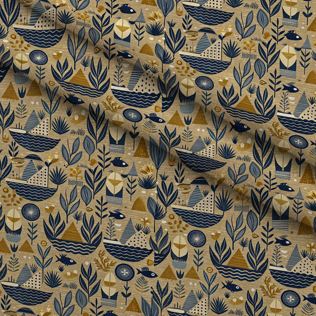 Reef Reverie Pattern 16 Fleece Fabric — fleece fabric folded close-up preview (mv-fleece-v1:lying)