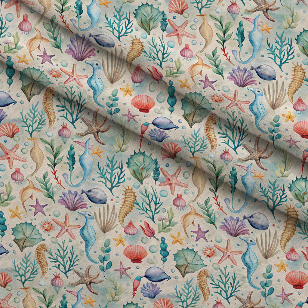 Reef Reverie Pattern 21 Fleece Fabric — fleece fabric folded close-up preview (mv-fleece-v1:lying)