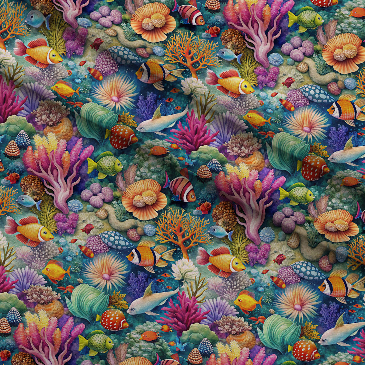 Reef Reverie Pattern 22 Fleece Fabric — fleece fabric folded close-up preview (mv-fleece-v1:lying)