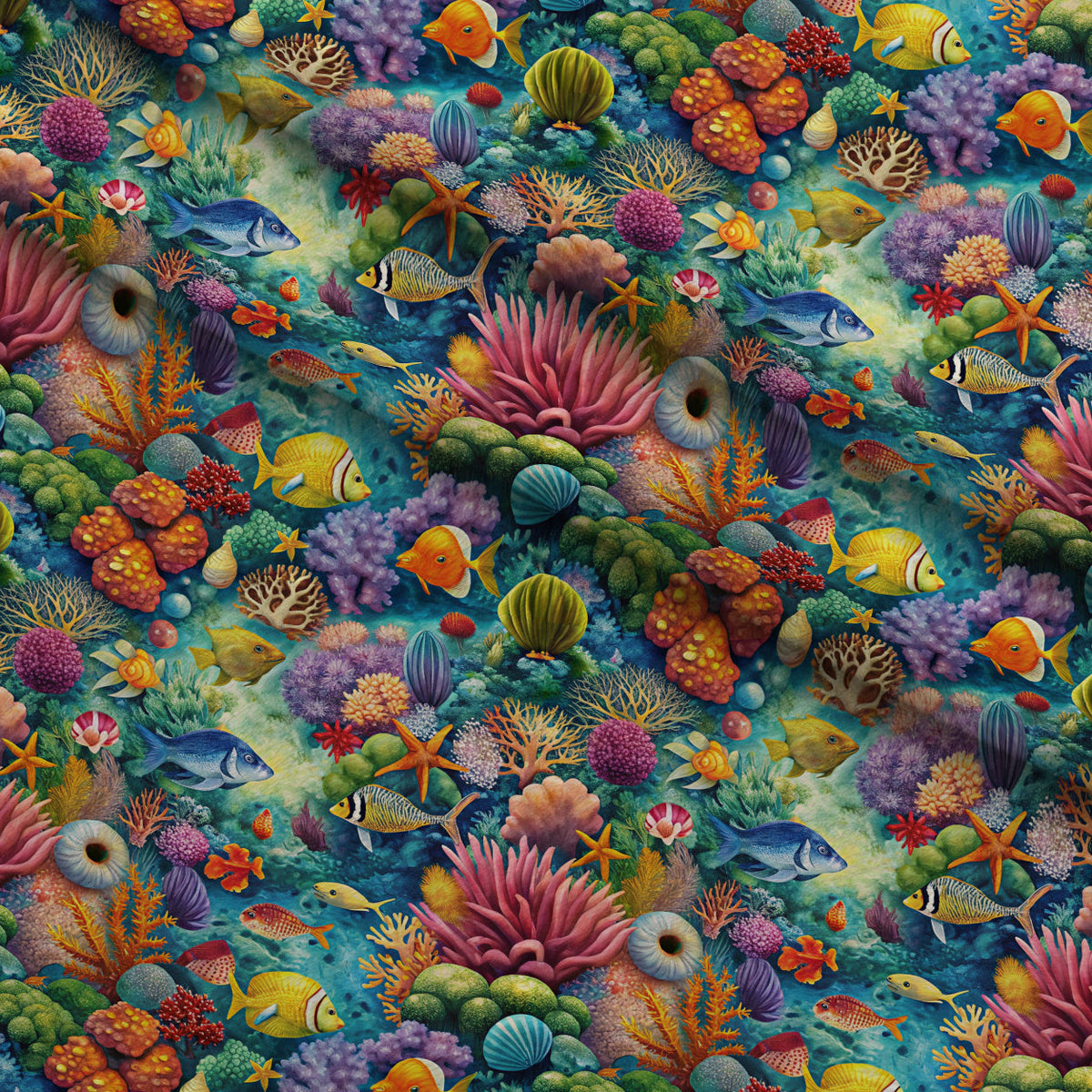 Reef Reverie Pattern 23 Fleece Fabric — fleece fabric folded close-up preview (mv-fleece-v1:lying)