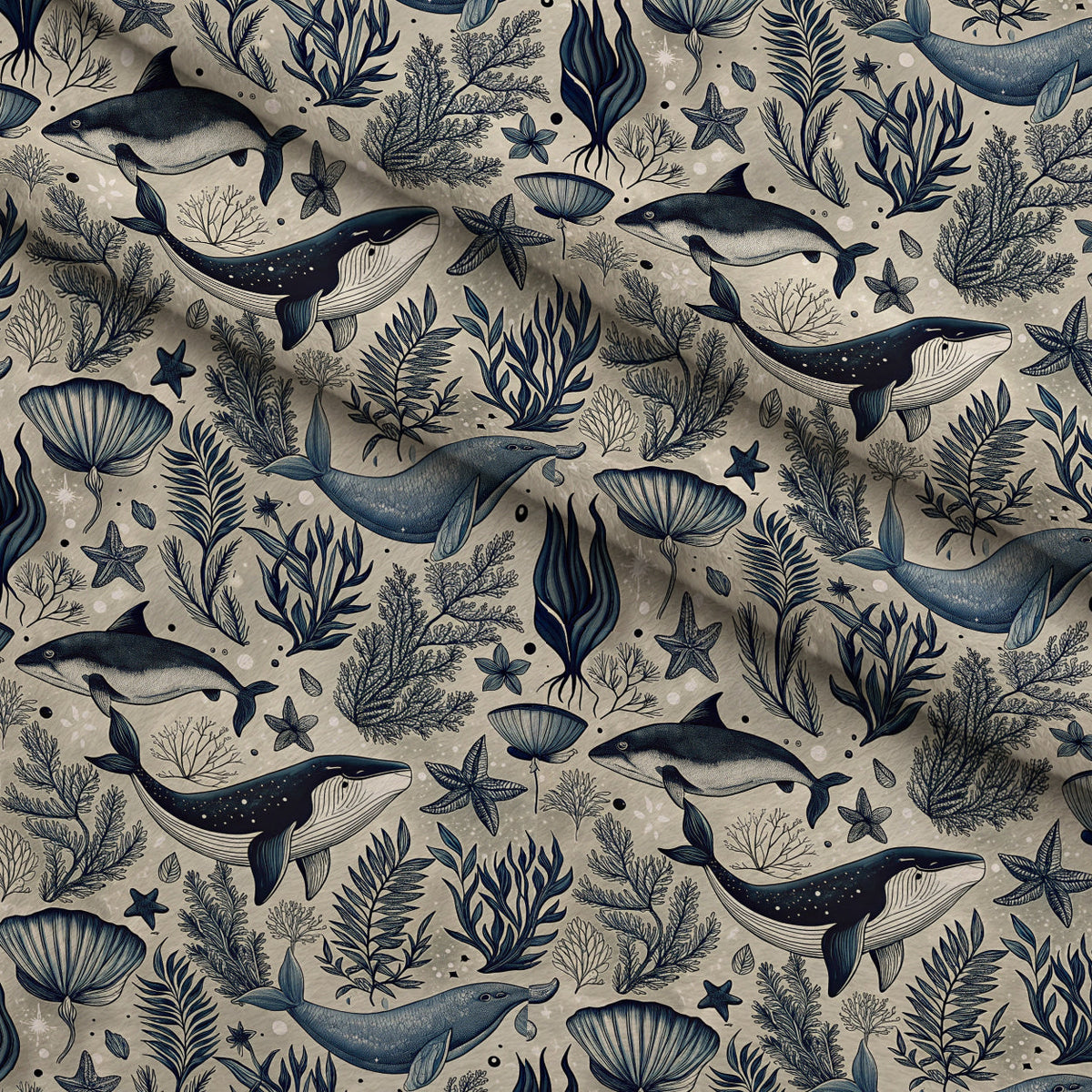 Reef Reverie Pattern 6 Fleece Fabric — fleece fabric folded close-up preview (mv-fleece-v1:lying)