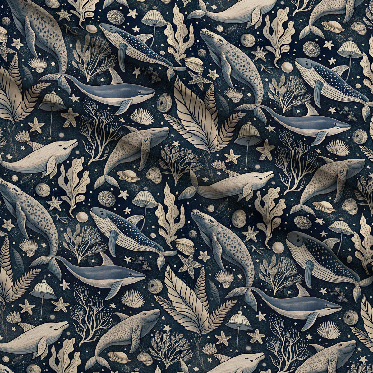 Reef Reverie Pattern 9 Fleece Fabric — fleece fabric folded close-up preview (mv-fleece-v1:lying)