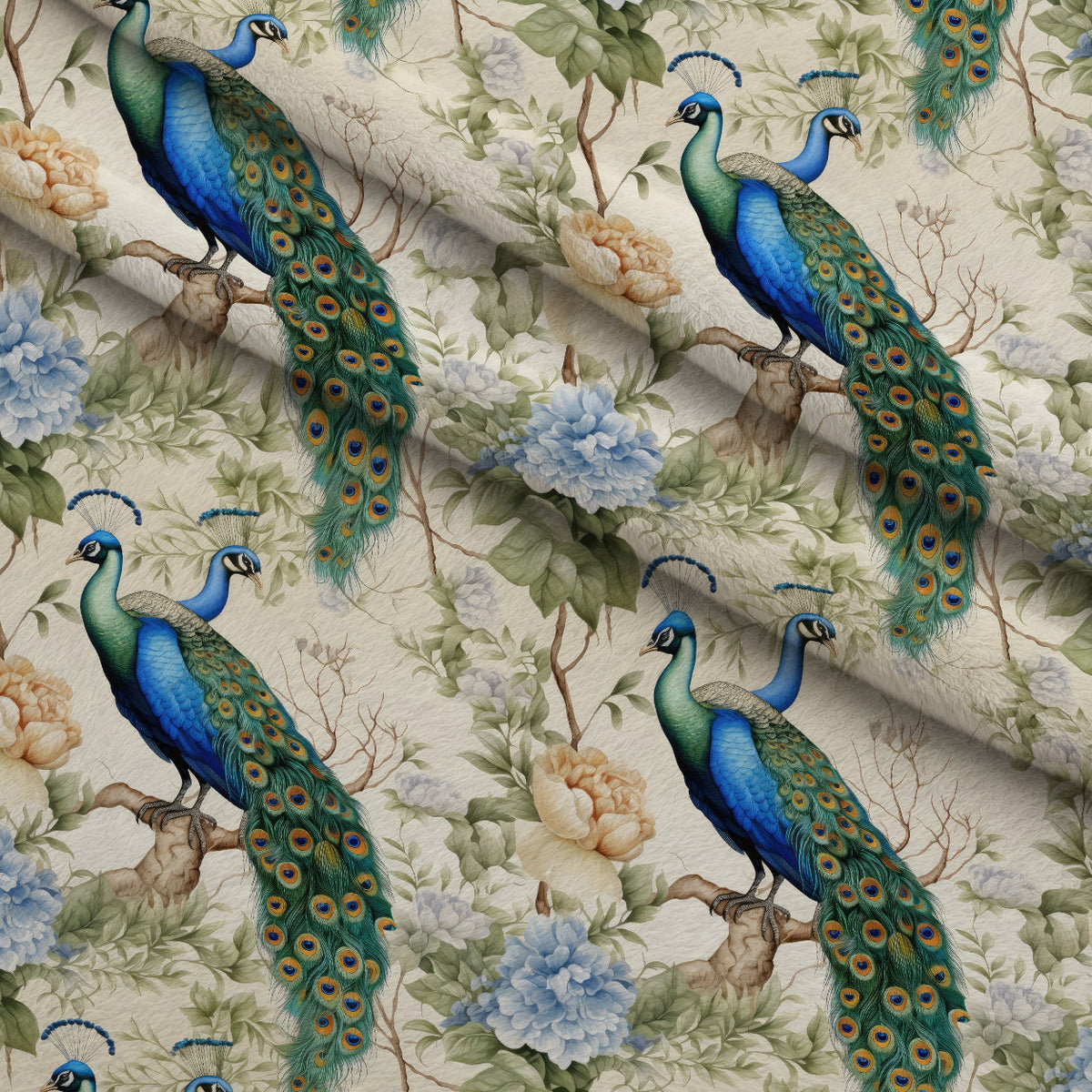 Regal Plumes Pattern 3 Fleece Fabric — fleece fabric folded close-up preview (mv-fleece-v1:lying)