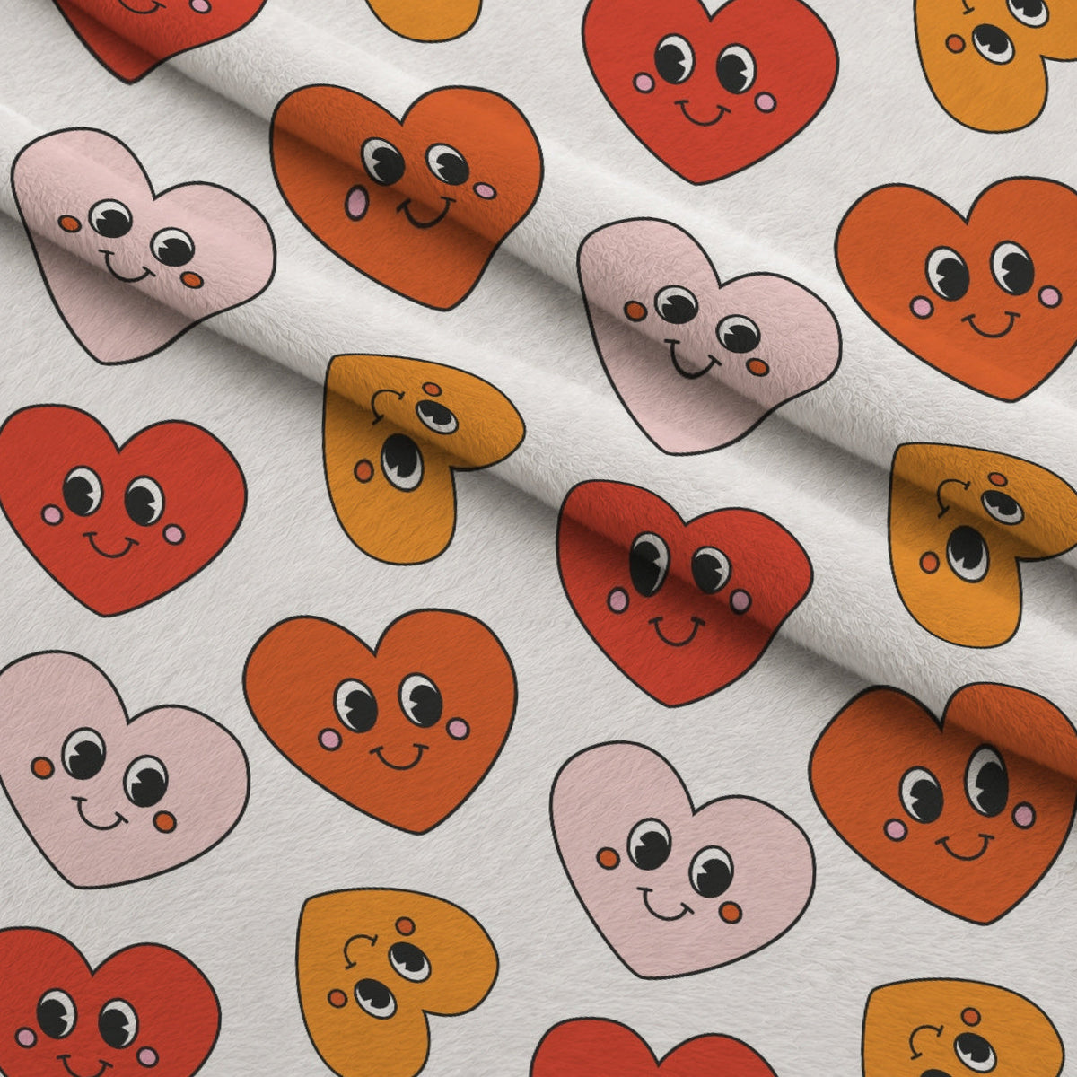 Retro Daisy Checkers Pattern 12 Fleece Fabric — fleece fabric folded close-up preview (mv-fleece-v1:lying)