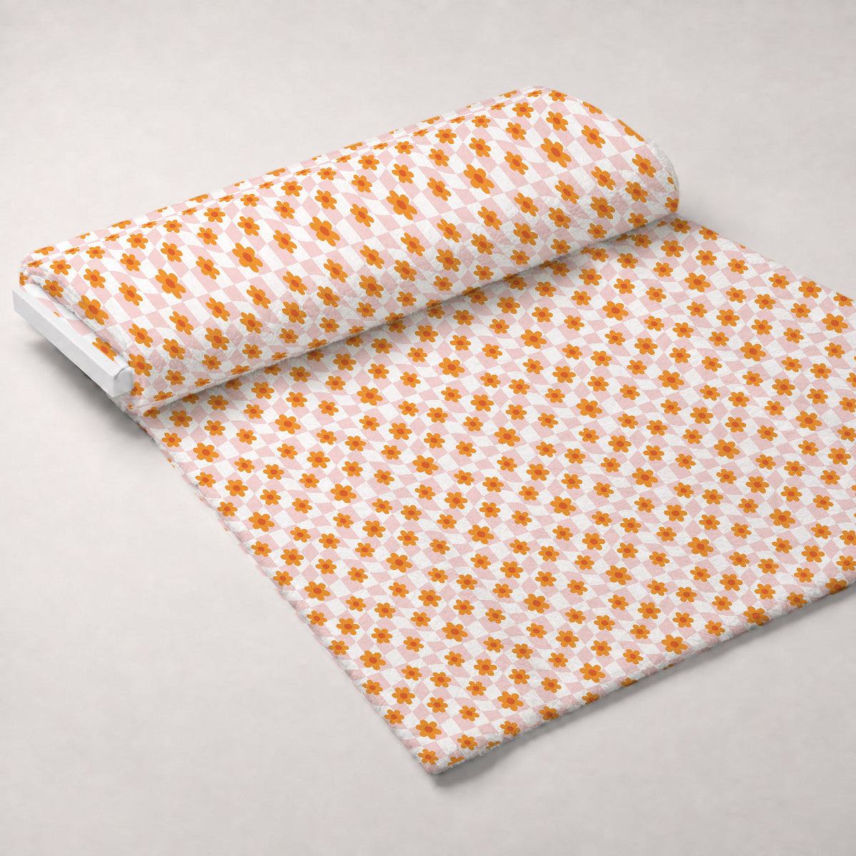 Retro Daisy Checkers Pattern 13 Fleece Fabric — fleece fabric unrolled bolt preview (mv-fleece-v1:bolt)