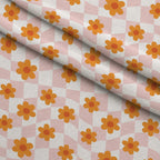Retro Daisy Checkers Pattern 13 Fleece Fabric — fleece fabric folded close-up preview (mv-fleece-v1:lying)