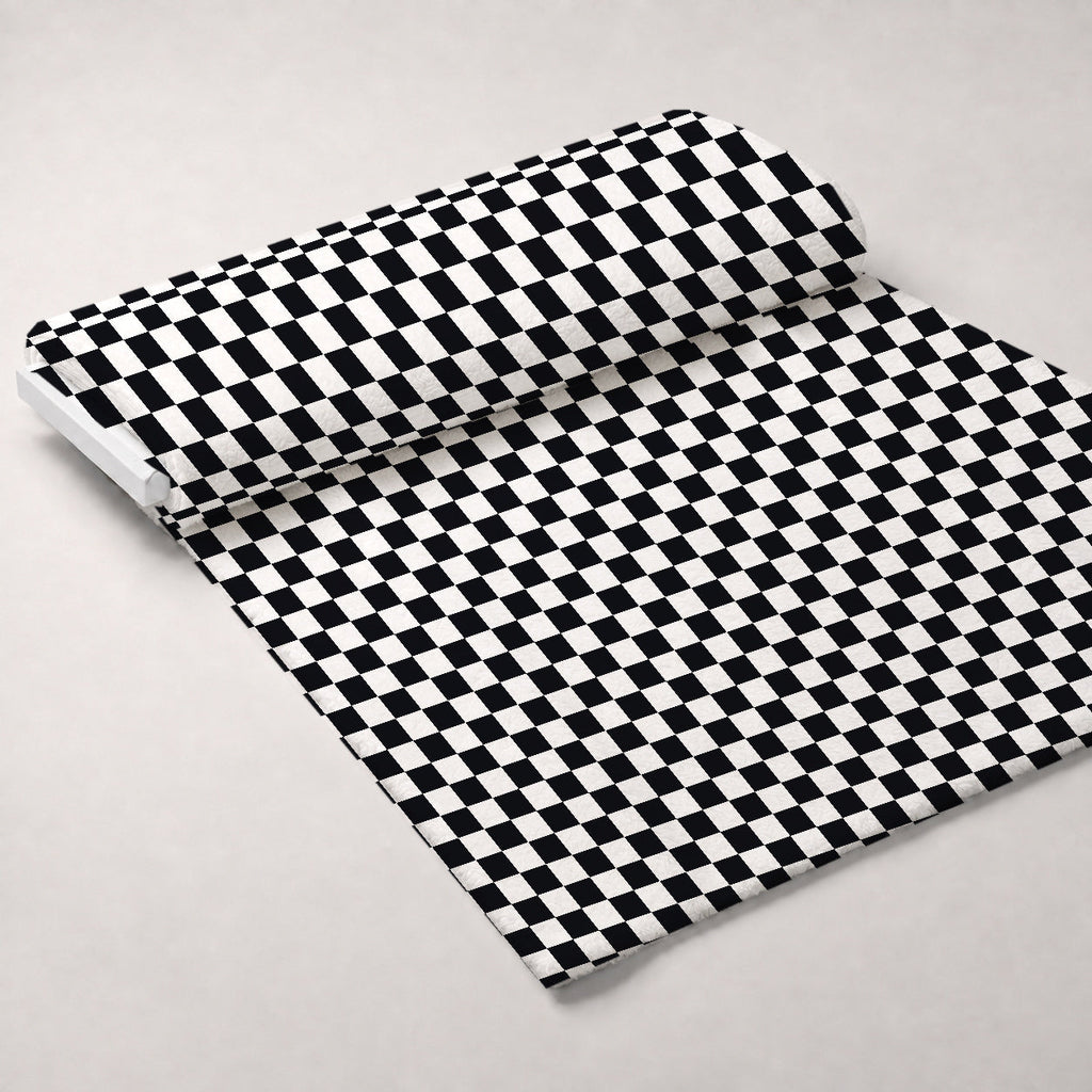 Retro Daisy Checkers Pattern 14 Fleece Fabric — fleece fabric unrolled bolt preview (mv-fleece-v1:bolt)