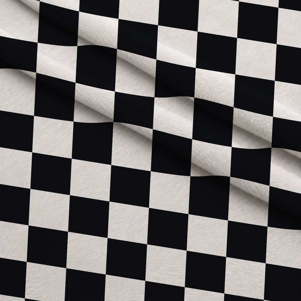 Retro Daisy Checkers Pattern 14 Fleece Fabric — fleece fabric folded close-up preview (mv-fleece-v1:lying)