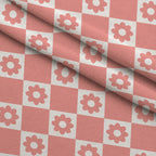 Retro Daisy Checkers Pattern 7 Fleece Fabric — fleece fabric folded close-up preview (mv-fleece-v1:lying)