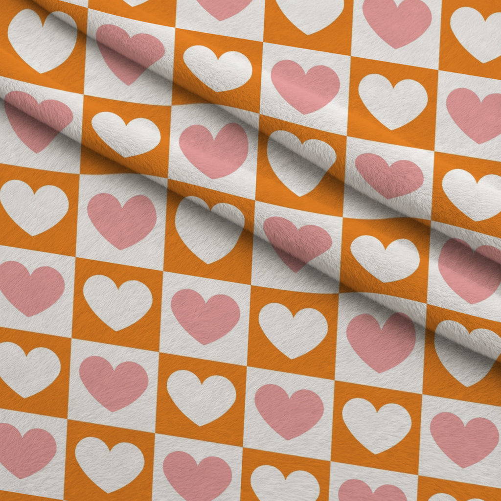 Retro Daisy Checkers Pattern 8 Fleece Fabric — fleece fabric folded close-up preview (mv-fleece-v1:lying)